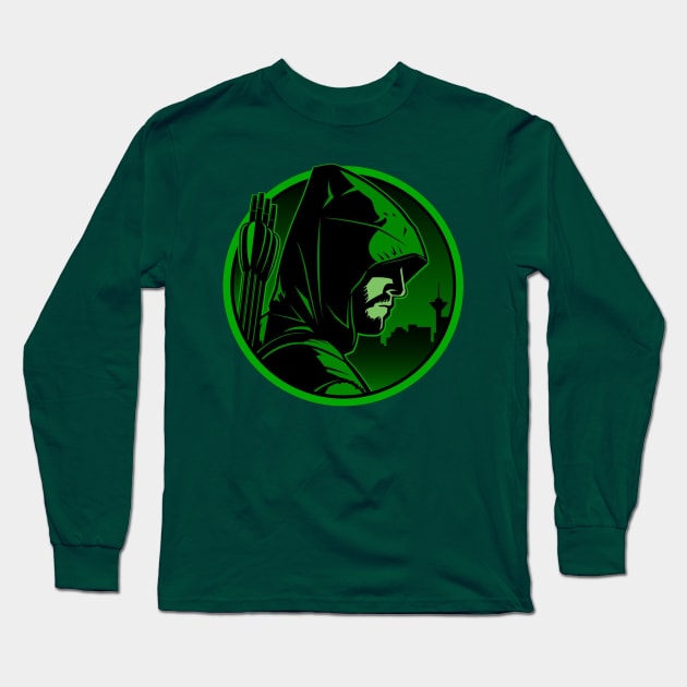 Green Arrow Art Emblem Long Sleeve T-Shirt by Heroified